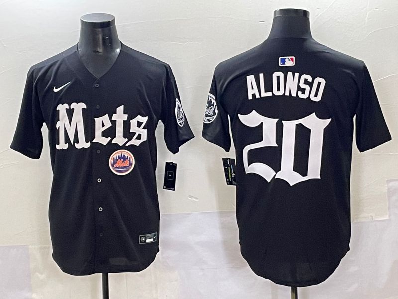Men 2025 New York Mets #20 Alonso Black Five generations Joint Name Nike MLB Jersey style 11->milwaukee brewers->MLB Jersey